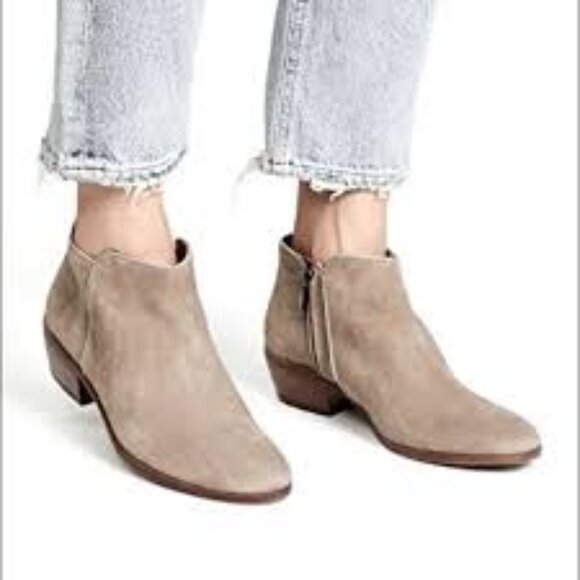 Sam Edelman Petty Ankle Boots Suede Beige Women's Size 8.5 side zip casual - Picture 1 of 13